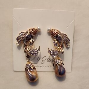 Pair Of Koi And Flameball Luxe Purple Earrings